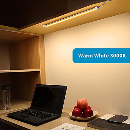 Litever Under Cabinet LED Lighting Kit, Super Bright, 6 PCS 12” Slim Light Bars, 31W 2000 Lumen, Dimmable, Plug or Wired Power Adapter, for Kitchen Cabinets Counter Shelf Workbench (Warm White 3000K) - color: White Cable-Warm White 3000K