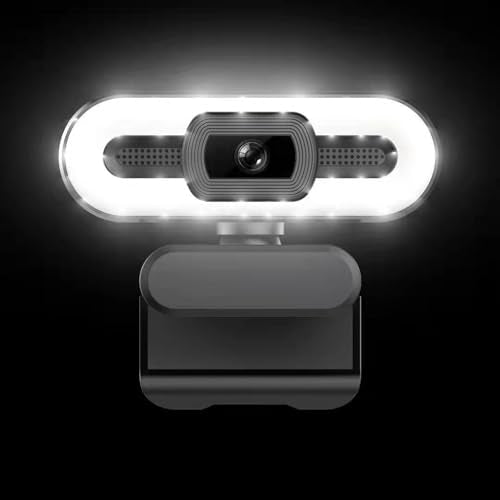 XUMIUZIY 4K Webcam for PC, USB PC Camera with Built in Microphone, Super Bright Fill Light, Auto Beauty, 4K 30FPS Computer Web Camera for Streaming