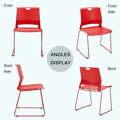 Red Stacking Conference Guest Chairs Set of 4, stackable Waiting Breakroom - color: Red, size: 4 pack