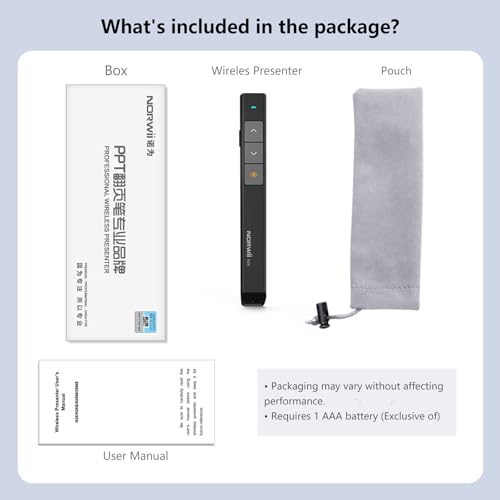 Wireless Presentation Clicker, PowerPoint Clicker with Laser Pointer | Presentation Remote for PowerPoint Presentations, Plug & Play USB Slide Advancer, Compatible with Mac/Windows/Linux/Android - color: Black