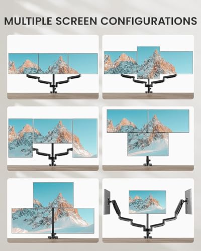 ErGear Triple Monitor Mount for 13-27 inch Screens, Triple Monitor Arms with USB, Heavy Duty Three Monitors Stand with Tilt, Swivel, Rotation, Holds Up to 17.6 lbs Each Arm - size: 13-27 Inch, style: with USB