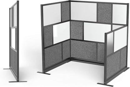 Workflow Modular Wall | Room Divider with Whiteboard, Sound-Dampening, & Frosted Acrylic Panels | Expandable Office Partition for Privacy & Productivity (53" x 48") - size: 53'' x 48''