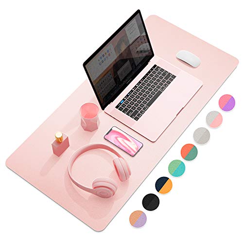 YSAGi Multifunctional Office Desk Pad, Ultra Thin Waterproof PU Leather Desk Mat, Dual Use Desk Writing Mat for Office/Home (35.4" x 17", Pink) - color: Pink, size: 17" x 35.4"