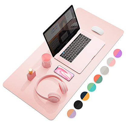 YSAGi Multifunctional Office Desk Pad, Ultra Thin Waterproof PU Leather Desk Mat, Dual Use Desk Writing Mat for Office/Home (35.4" x 17", Pink) - color: Pink, size: 17" x 35.4"