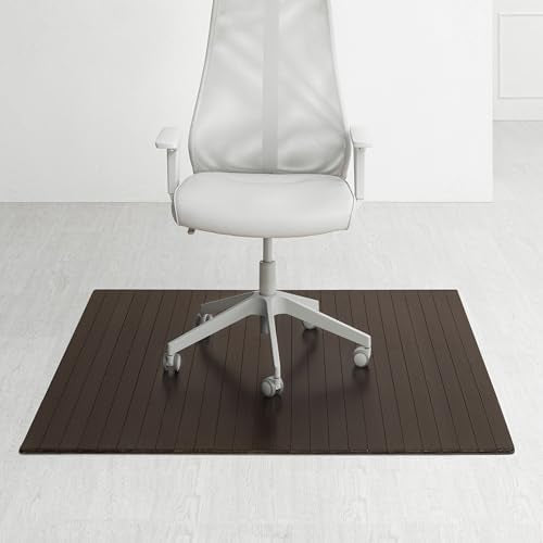 Anji Mountain 52" x 48" Bamboo Office Chair Mat for Carpet & Hardwood Floor - color: Espresso, size: 52" x 48", style: Without Lip