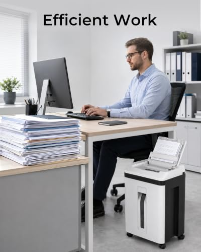 150-Sheet Paper Shredder Heavy Duty, Micro Cut and CDs/Cards, P5 Ultra Security, 60 Min Non Stop Shredder for Home Office, 5.3 Gallon Bin with Wheels, <60 dB (OL289)