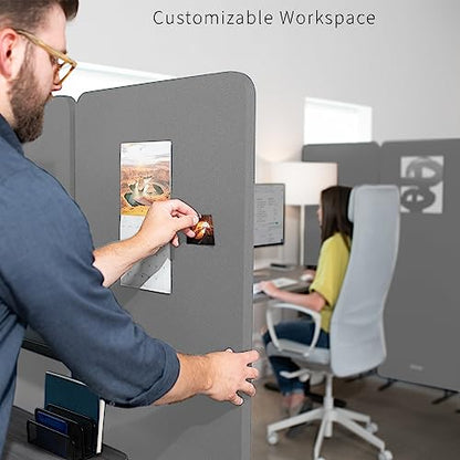 VIVO Gray Freestanding 72 x 66 in Privacy Panel, PP-3-T072G - color: Gray, size: 72" wide, 66" Tall