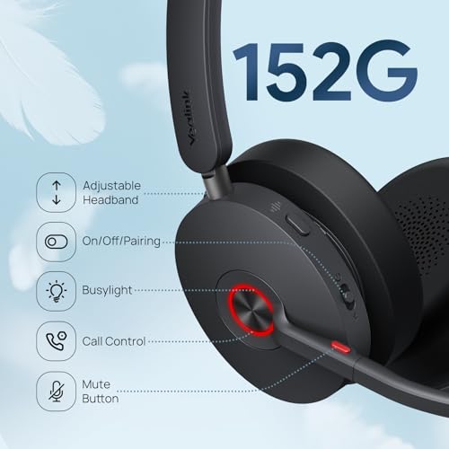Yealink BH74 Bluetooth Headset with Mic for Work,Hybrid ANC,Teams Certified - color: BH74 Teams(new), style: BH74(Headset only)