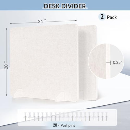 2 Pack Acoustic Desk Dividers - 24" x 20" Freestanding Privacy Panels Set with Noise - Reducing Design Cubicle Sound Proof, Ideal for Office, Classroom, and Home (Light Beige) - color: Light Beige, size: 2 Pack