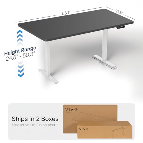 VIVO Black 55 x 28 in Standing Desk, DESK-KIT-2W55B - color: Black Top / White Frame, size: 55 x 28