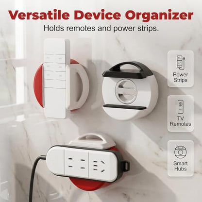 Adjustable No-Drill Suction Cup Power Strip Holder, Wall Mount Socket Fixer with Cable Management for Under Desk Bedside, Versatile Rack for Power Strip and Control (Natural Wood) - color: Natural Wood