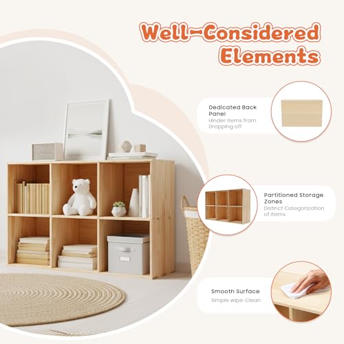 6 Cube Storage Organizer - Solid Wood Bookshelf for Bedroom, Living Room | Vertical or Horizontal Bookshelf Organizer | Open Book Shelf | Easy Assembly | 35.43''Lx11.81''Wx23.62''H (6-Cube) - size: 6-Cube