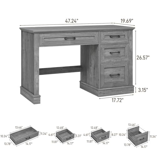 Vabches Farmhouse 47" Executive Desk with File Drawer,Grey - color: Grey, size: Style 4