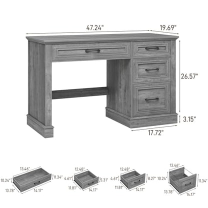 Vabches Farmhouse 47" Executive Desk with File Drawer,Grey - color: Grey, size: Style 4