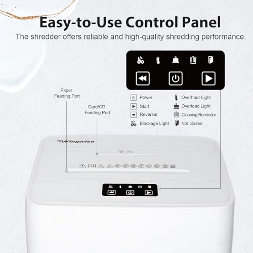 Wingwise Ultra Low Noise 42dB Paper Shredder for Home Office | 15 Sheets, P-4, 30 Mins Runtime, 6.6 gal, Corss Cut, Shreds CDs & Credit Cards