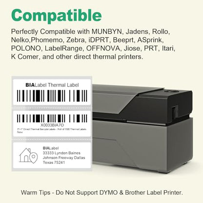 3 x 1 Inch Direct Thermal Labels, 12 Rolls, 15,600 Labels | Compatible with Zebra, Rollo and Other Desktop Direct Thermal Printers, Permanent Adhesive, Easy-Tear Perforations - size: 3" x 1"
