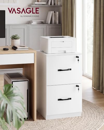 VASAGLE 2 Drawer File Cabinet with Locks, for A4, Letter Sized Documents - color: Cloud White, size: 2 Drawers