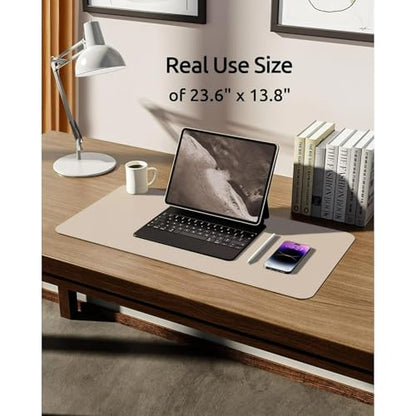 Desk Pad, Leather Non-Slip Laptop Computer Desk Keyboard Mat, Table Protector Blotter Mat, Large Mouse Pad (24" x 12")-Creamy White - color: Creamy White
