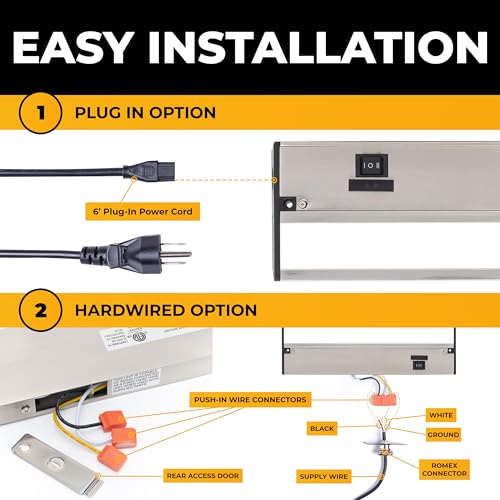LED Under Cabinet Lighting Hardwired - 32 Inch Satin Nickel | 3CCT, Dimmable, Low-Profile, Linkable Fixture, Plug-In Option & Hi/Low Brightness Control - color: Satin Nickel, size: 32 Inch