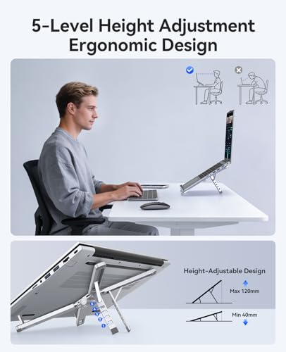 ORICO Portable Laptop Stand for Travel & Desk, Foldable 3-in-1 PN1, Silver - color: Silver