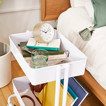 ECR4Kids 2-Tier Multipurpose Mobile Storage Utility Cart, White