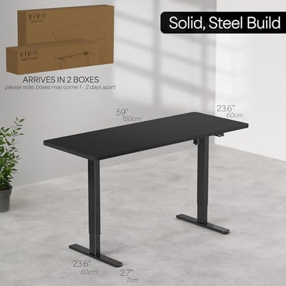 VIVO Light Wood 60 x 24 in Standing Desk, DESK-KIT-B06C - color: Light Wood Top / Black Frame, size: 60 x 24 inch