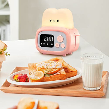 QANYI Timer Clock Night Light for Kids, Tiny Hand Size Portable LED Clock Lamp Kids Desktop Timer for Toothbrush, Learning, Exercise, Bathroom, Oven, Baking, Cooking, Table, Bedroom, Kitchen - style: I Pink