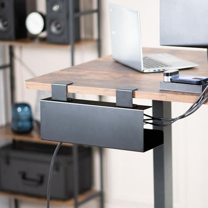 VIVO No Drill Clamp-on 17 inch Power Strip Cable Management Tray, Under Standing Desk Steel Cord Organizer, Black, DESK-CM6L-B - size: 17" (Pack of 1)