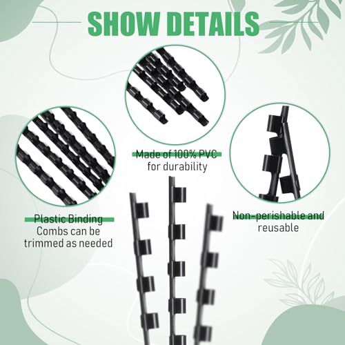 Maitys 300 Pcs Plastic Binding Combs Bulk 19 Ring Comb Spines Letter Size Spiral Binding for Notebook Calendar Picture(1/4 Inch,Black) - color: Black, size: 1/4 Inch