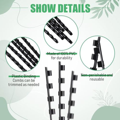 Maitys 300 Pcs Plastic Binding Combs Bulk 19 Ring Comb Spines Letter Size Spiral Binding for Notebook Calendar Picture(1/4 Inch,Black) - color: Black, size: 1/4 Inch