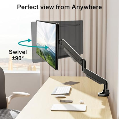 MOUNT PRO Single Monitor Mount for Max 43 Inch Ultrawide Computer Screen, Premium Aluminum Heavy Duty Monitor Arm Holds 6.6lbs to 33lbs, Gas Spring Full Motion Display Desk Stand, VESA Mount - size: Max 43", style: Single