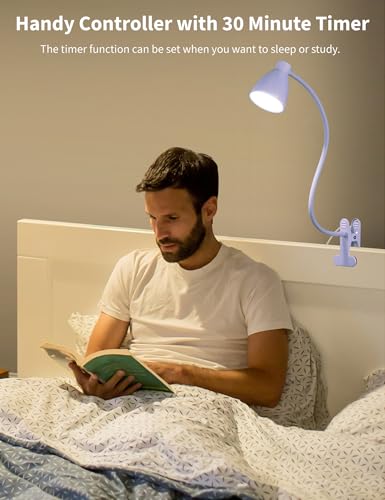 BOHON Desk Lamp with Clamp Clip on Light 5 Color 10 Brightness Lilac Purple - color: Lilac Purple