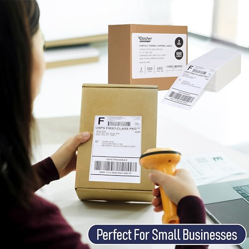 Thermal Shipping Labels 4x6, 1000 Labels/2 Stacks (500 per Stack) Commercial Grade with Permanent Adhesive, Fanfold Direct Thermal Printer Label Compatible with Zebra, Rollo, iDRPT, Polono, MUNBYN - style: Fanfold - 2 Stacks