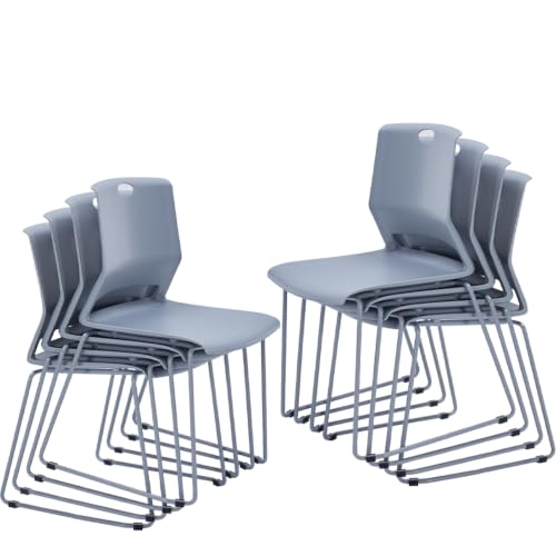 Grey Stackable Chairs Set of 8 for Break Conference Room Church Lobby - color: Grey, size: 8 pack