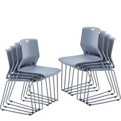 Grey Stackable Chairs Set of 8 for Break Conference Room Church Lobby - color: Grey, size: 8 pack
