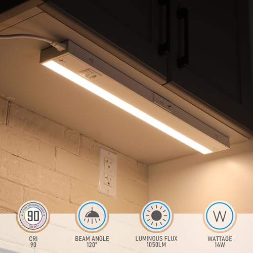 TORCHSTAR 4-Pack 22 Inch 5CCT LED Under Cabinet Lighting Aluminum, White - color: White, size: 22 Inch