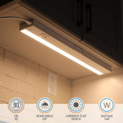 TORCHSTAR 4-Pack 22 Inch 5CCT LED Under Cabinet Lighting Aluminum, White - color: White, size: 22 Inch