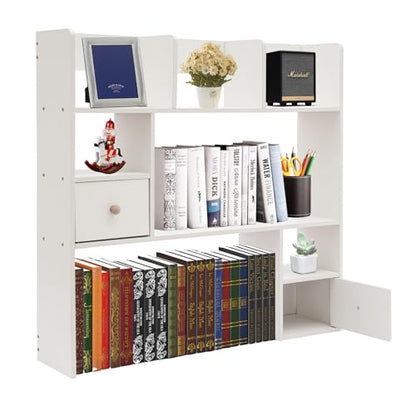 9 Compartments Desktop Bookshelf, White Home Office Desk Storage Organizer New
