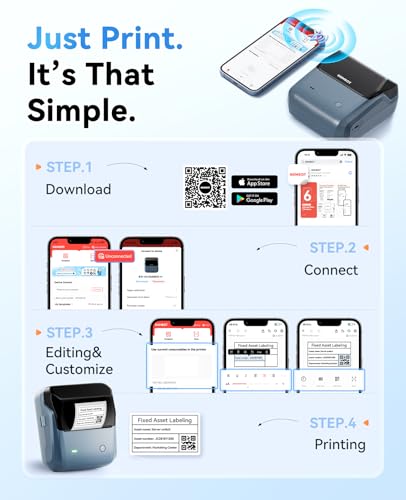 NIIMBOT B31 3 Inch Label Maker, Bluetooth Thermal Label Printer High Speed - color: Blue