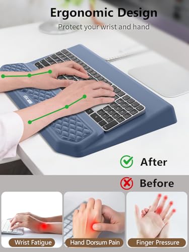 2-in-1 Ergonomic Keyboard Stand with Wrist Rest, Blue - color: Blue