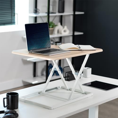 VIVO Light Wood 26 in Single Top Standing Desk Converter, DESK-V001JF - color: Light Wood, size: 26"