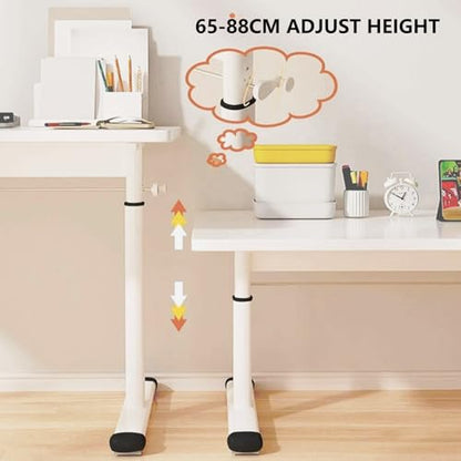 Standing Desk Manual Crank, Standing Computer Desk, Adjustable Height, with Wire Hole, for Home Office Study Writing Workstation, Gaming Room, White (120x60cm) - size: 120x60cm