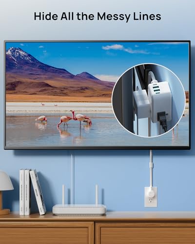 TROND Electrical Outlet Extender 360° Rotating Plug with 20W USB C, 18in | Short Extension Cord, Wall Plug Adapter with 3 AC Outlets, Access Hard-to-Reach Outlets Use Behind Couches, Desk, White - size: 1.5 FT 360° Rotating Plug