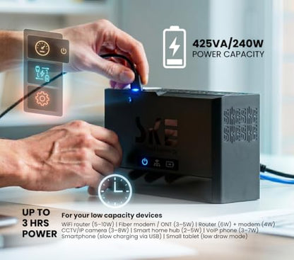 SKE SMART KEY ENERGY SKE 425VA/240W UPS Battery Backu Surge Protector for Computer UPS Battery Backup Uninterruptible Power Supply…, VL425 - size: 425VA/240W