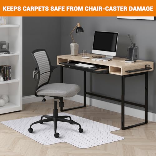 Office Chair Mat for Carpet, 45'' x 53'' Computer Desk Chair Mat for Carpeted Floors, Easy Rolling Hard Mat for Office Chair on Carpets Anti-Slip Carpet Protector Mat Clear Ship Flat - size: Convex with nails 45*53in