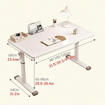 Standing Desk Adjustable Height, Manual Crank Stand Up Desk, White Computer Desk, Carbon Steel Table Legs, Home Office Desk, 1.5 cm Thick Panel(120x60cm/47.2x23.6in) - size: 120x60cm/47.2x23.6in