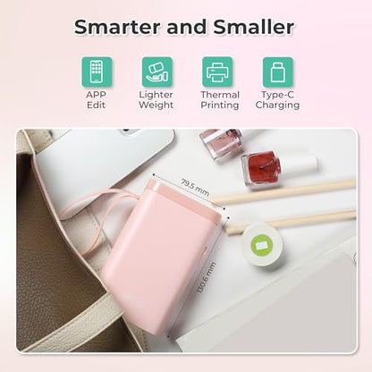 Nelko P21 Label Maker Machine with Tape, Bluetooth Label Printer, Pink - color: Pink