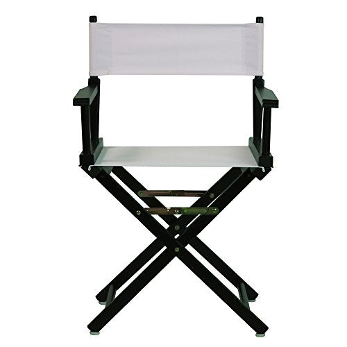 18" Director's Chair Black Frame-White Canvas - color: Black Frame/White Canvas, size: 18" - Classic Height, style: Black Frame