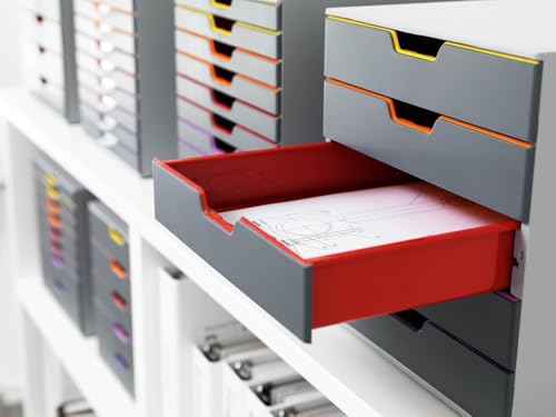 Durable Varicolor Drawer Organizer, 5 Color Coded Drawers, Gray - style: 5-Drawer