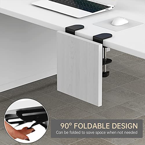 Sisyphy Ergonomics Desk Extender Tray, 9.5x9.1" Punch-Free Clamp on, Foldable Keyboard Drawer Tray, Table Mount Arm Wrist Rest Shelf, Computer Elbow Arm Support - color: White, size: 9.1*9.5"(23cm*24m)